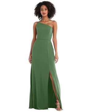 Women's Skinny One-Shoulder Trumpet Gown with Front Slit
