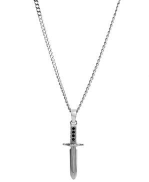 Men's Cubic Zirconia Sword 24" Pendant Necklace in Stainless Steel