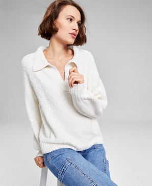 Women's Bouclé Polo Sweater, Created for Macy's