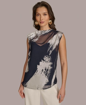 Women's High-Neck Burnout Blouse 