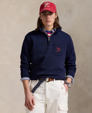 Men's Double-Knit Mesh Collared Sweatshirt