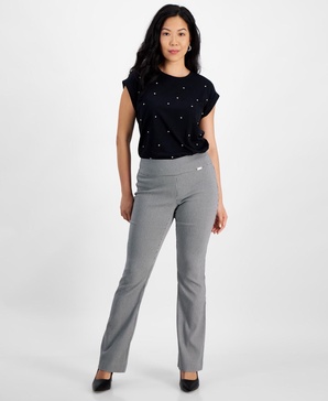 Petite Houndstooth Bootcut Pull-On Pants, Created for Macy's