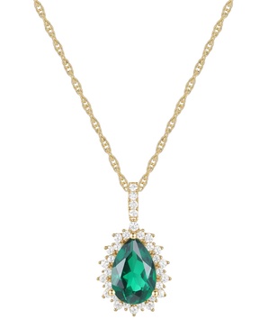 Lab-Grown Opal (1 ct. t.w.) & Lab-Grown White Sapphire (1/2 ct. t.w.) 18" Pendant Necklace in 14k Rose Gold-Plated Sterling Silver (Also in Lab-Grown Ruby, Lab-Grown Blue Sapphire, Blue Topaz, Amethyst, & Lab-Grown Emerald)