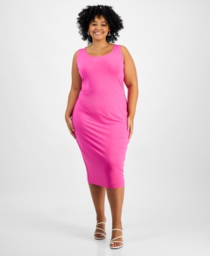 Trendy Plus Size Sleeveless Bodycon Midi Dress, Created for Macy's