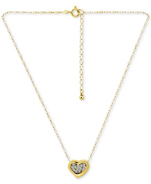 Cubic Zirconia Cluster Heart Pendant Necklace in Sterling Silver, 16" + 2" extender, Exclusively at Macy's