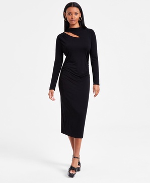 Women's Cutout Mock Neck Midi Dress, Exclusively at Macy's