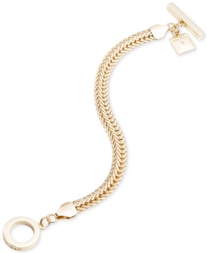 Gold-Tone Flat Chain Toggle Bracelet 