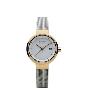 Ladies' Slim Solar Two Tone Stainless Steel Case and Mesh Watch