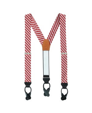 The Griswold Striped Herringbone Silk Button End Suspenders