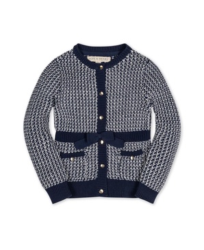 Girls' Organic Fancy Tweed Stitch Cardigan Sweater with Bow