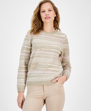 Women's Sequin Stripe Crewneck Sweater