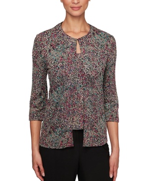 Petite 3/4-Sleeve Jacquard Jacket & Tank Top Set