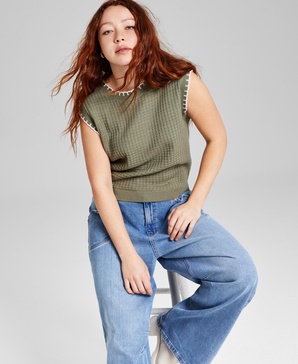 Women's Whip Stitch Crewneck Sweater Vest, Exclusively at Macy's 