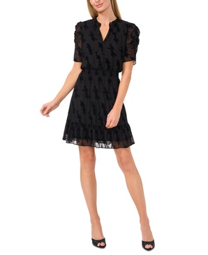 Women's Puff-Sleeve Smocked-Waist Dress