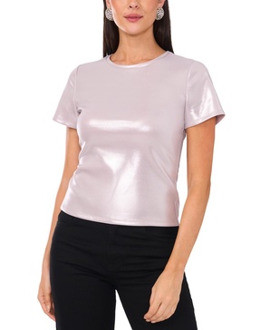 Women's Short Sleeve Crew Neck Metallic T-Shirt