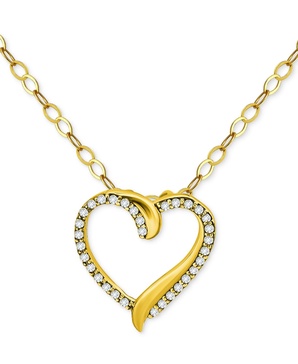 Cubic Zirconia Open Heart Pendant Necklace in 18k Gold-Plated Sterling Silver, 16" + 2" extender, Created for Macy's