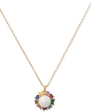 Candy Shop Imitation Pearl Halo Pendant Necklace, 17" + 3" extender