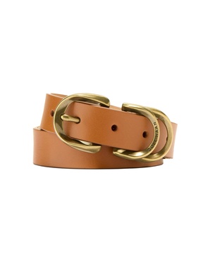 Women's Genuine Leather Sculptured Harness Buckle Belt