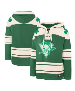 Men's Kelly Green Pittsburgh Penguins St. Patrick's Day Superior Lacer Pullover Hoodie