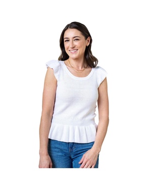 Women's Organic Flutter Sleeve Peplum Sweater Top