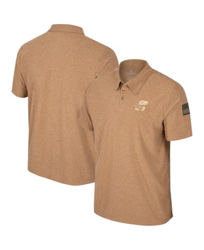 Men's Khaki Kansas Jayhawks OHT Military-Inspired Appreciation Cloud Jersey Desert Polo Shirt