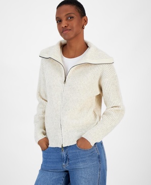 Women's Sailor-Collar Zip-Front Sweater, Created for Macy's