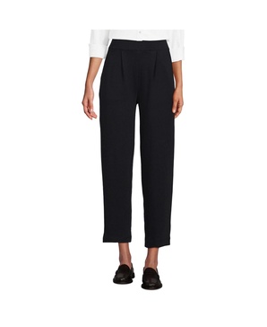 Women's Sport Knit High Rise Pleated Straight Leg Crop Pants