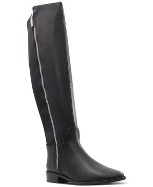 Women's Aahliyah Almond-Toe Knee-High Zip Boots