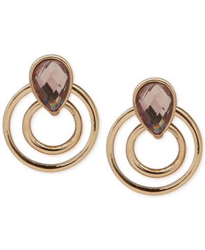 Gold-Tone Crystal Multi-Row Button Earrings