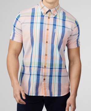 Men's Seersucker Check Short Sleeve Shirt