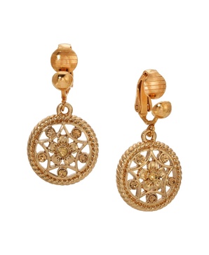 Crystal Round Drop Clip Earrings