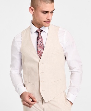 Men's Slim-Fit Linen Suit Vest, Exclusively at Macy's