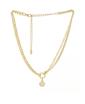 Crystal Disc and Chain Necklace