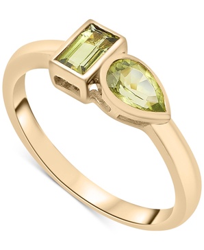 Peridot (3/8 ct. t.w.) & Green Tourmaline Ring (1/3 ct. t.w.) Bezel Ring in Gold Vermeil,  (Also available in Morganite & Pink Topaz) Created for Macy's