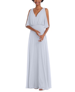 Plus Size V-Neck Split Sleeve Blouson Bodice Maxi Dress