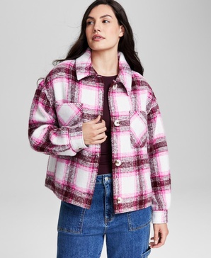 Women's Plaid Drop-Shoulder Jacket, Created for Macy's