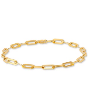 Polished Paperclip Bracelet in 18K Gold over Silver or Sterling Silver