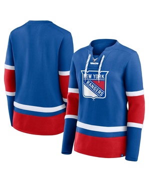 Women's Blue New York Rangers Prime Time Lace-Up Long Sleeve T-Shirt