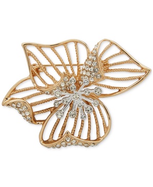 Two-Tone Crystal Multi-Folded Flower Pin