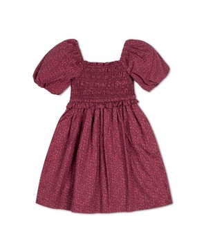 Toddler Girls Organic Short Bubble Sleeve Smocked Dress
