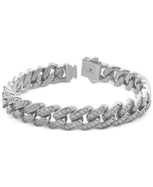Men's Miami Cuban Link Cubic Zirconia Bracelet in Gold-Tone Ion-Plated Stainless Steel