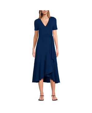 Women's Cotton Modal Vneck Wrap Midi Dress