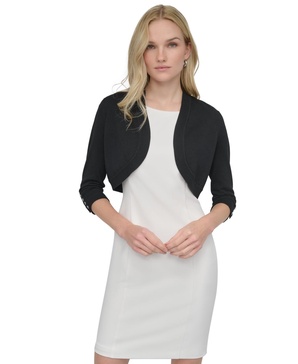 Women's Shawl-Collar Open-Front 3/4-Sleeve Bolero