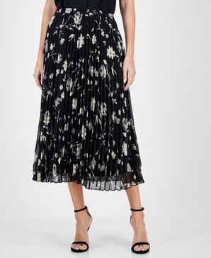 Chiffon Pull-On Pleated Skirt