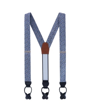 Men's Benito's Blue Basketweave Pattern Silk Novelty Button End Suspenders