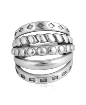 Sterling Silver Textured Five Band Ring, Size 11