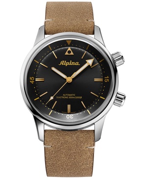 Men's Swiss Automatic Seastrong Diver Brown Leather Strap Watch 42mm