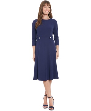 Women's Crewneck 3/4-Sleeve Fit & Flare Dress
