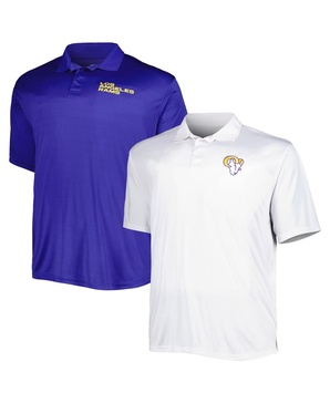 Men's Royal, White Los Angeles Rams Solid Two-Pack Big and Tall Polo Shirt Set