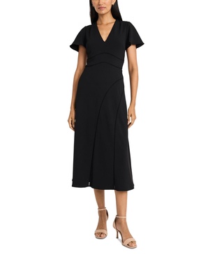 Women's Flutter-Sleeve Midi Dress